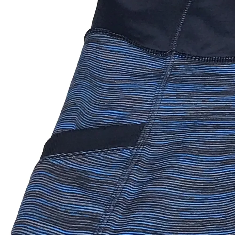 Lululemon Size 2/4 Cut the Crop Striped Cropped Leggings-Side Pockets-Ruched Leg